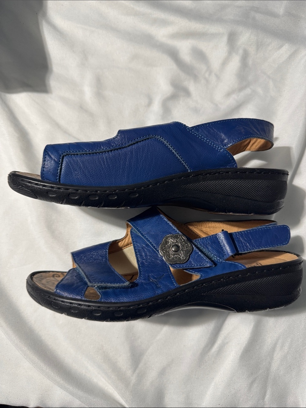 Portofino Leather Comfort Sandals EU 38 US 7–7.5 Blue Walking Travel Non Slip - Picture 4 of 11